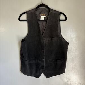 Vintage DON'T STOP Women's Med Black Leather Suede Vest Cowboy Western Rodeo